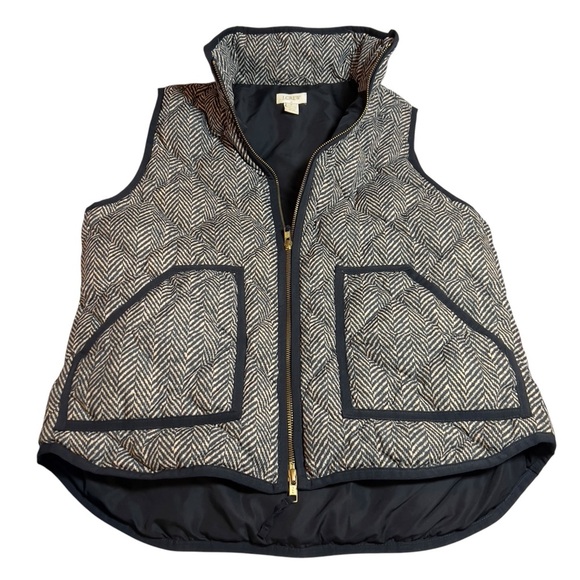 J.Crew Herringbone Quilted Down Filled Cozy Hiking Preppy Full Zip Puffer Vest - Picture 3 of 13